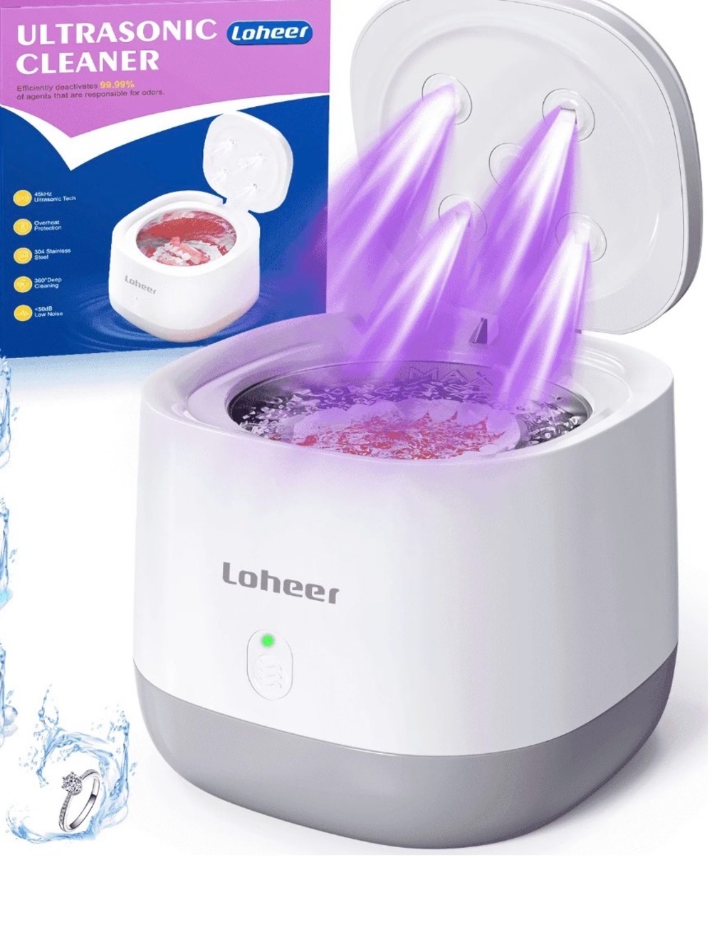White & Gray Ultrasonic Cleaner for Jewelry and Bath & Body Accessories